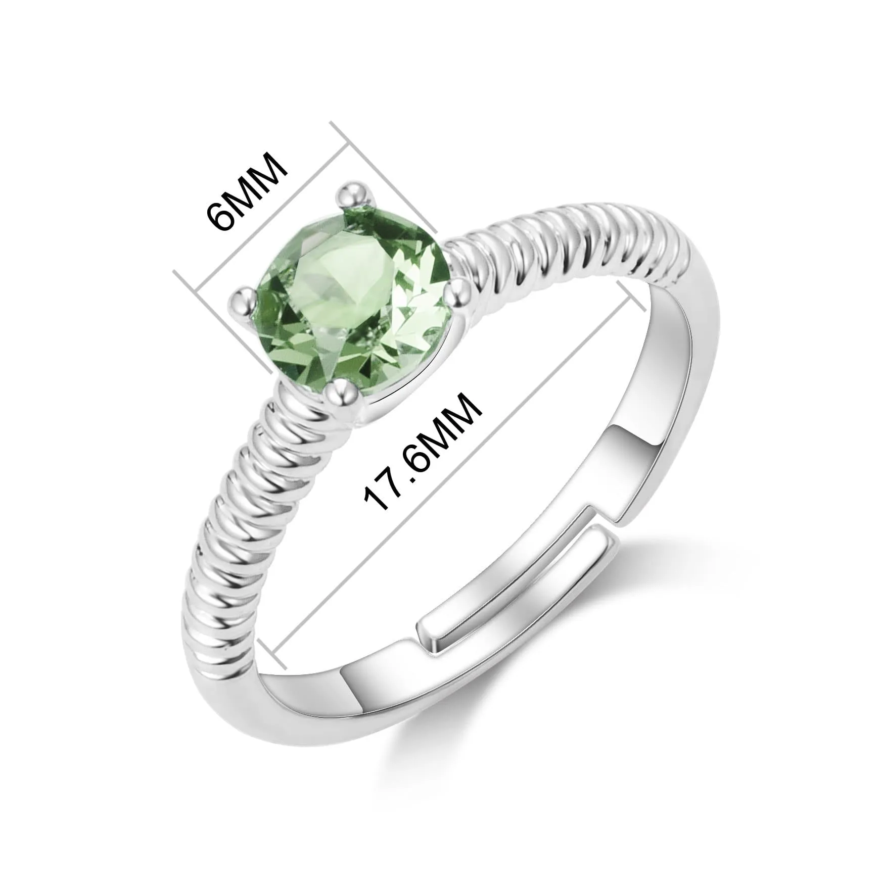 Light Green Adjustable Crystal Ring Created with Zircondia® Crystals