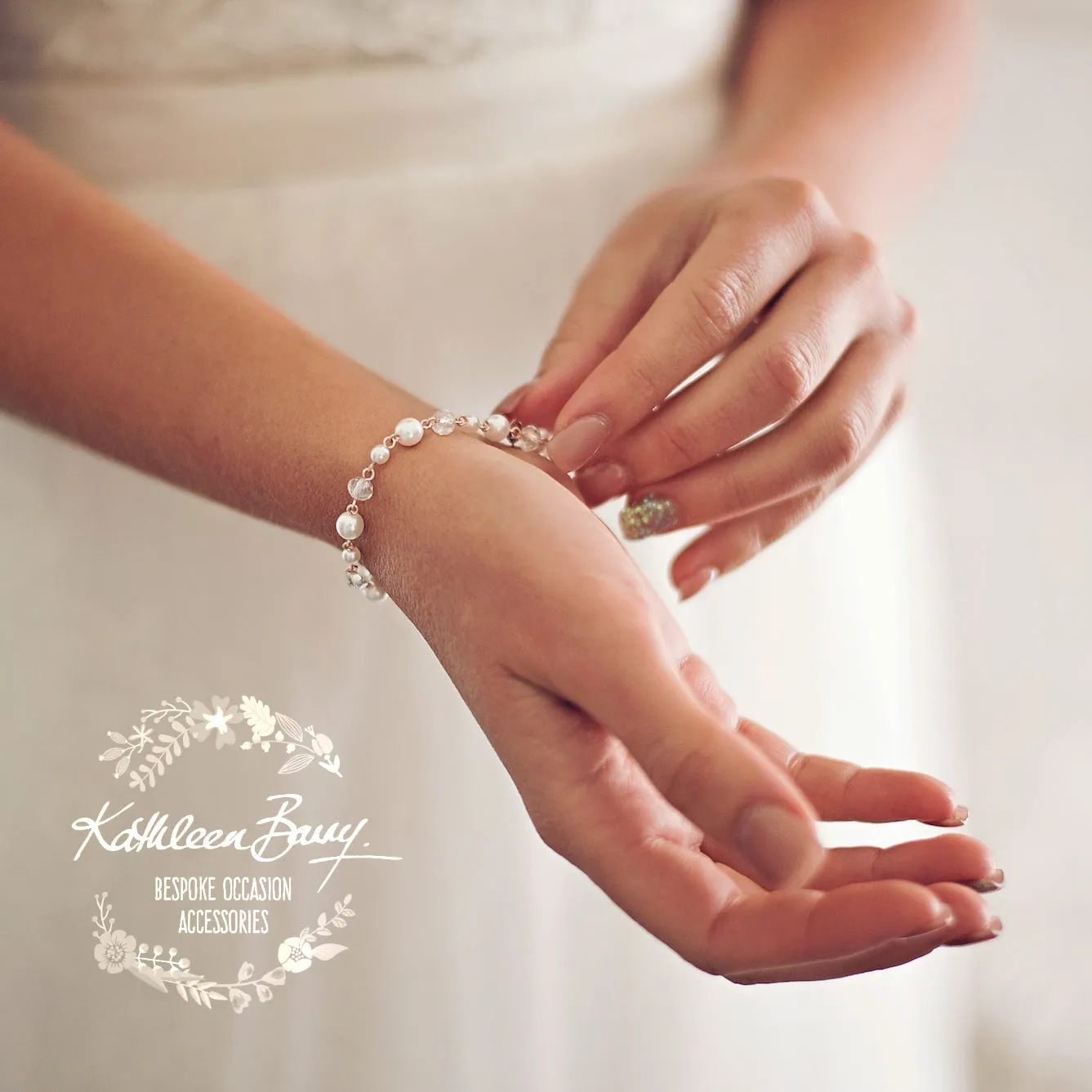 Lillian Rose Gold, Crystal & Pearl Bracelet - Available in Rose Gold, Gold or Silver