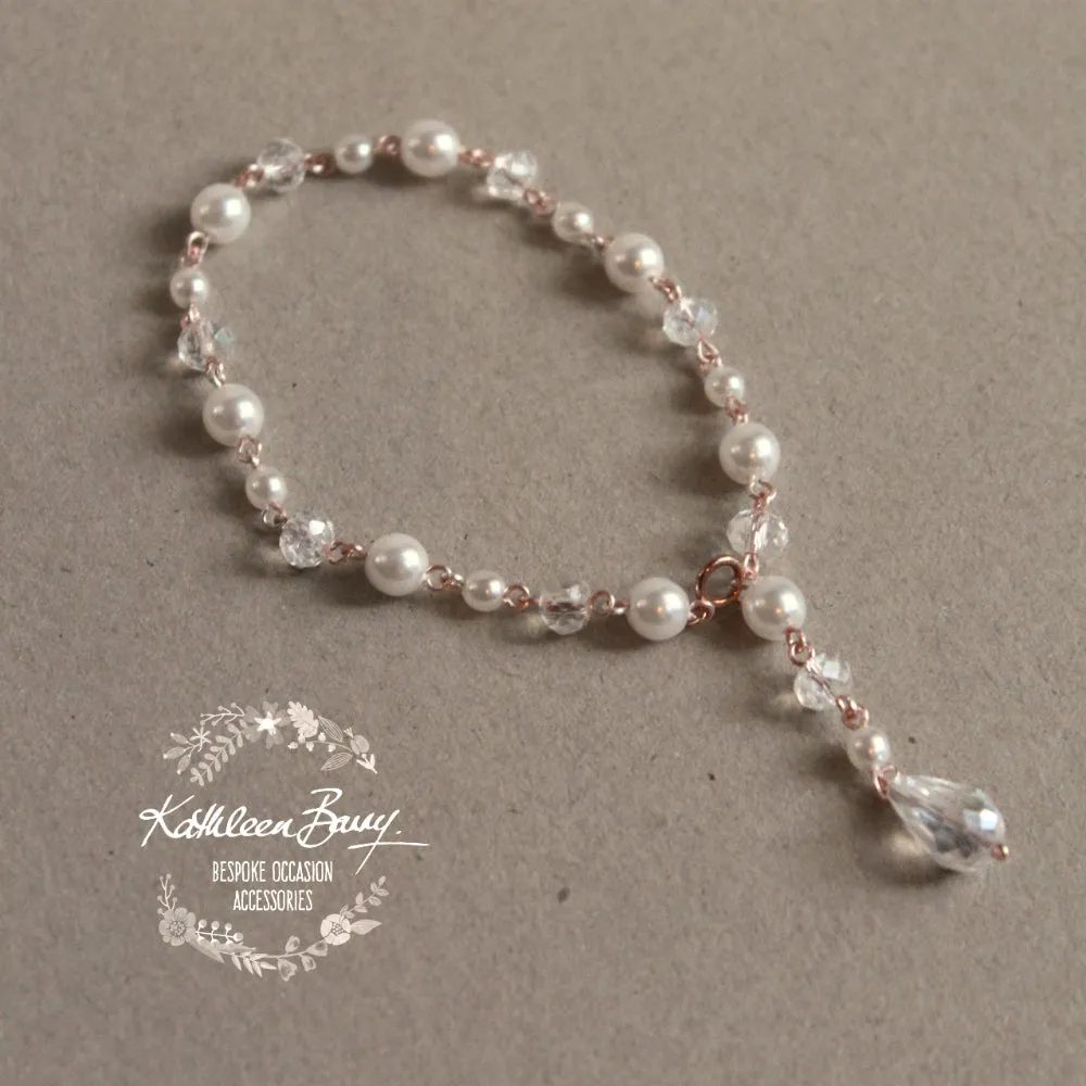 Lillian Rose Gold, Crystal & Pearl Bracelet - Available in Rose Gold, Gold or Silver