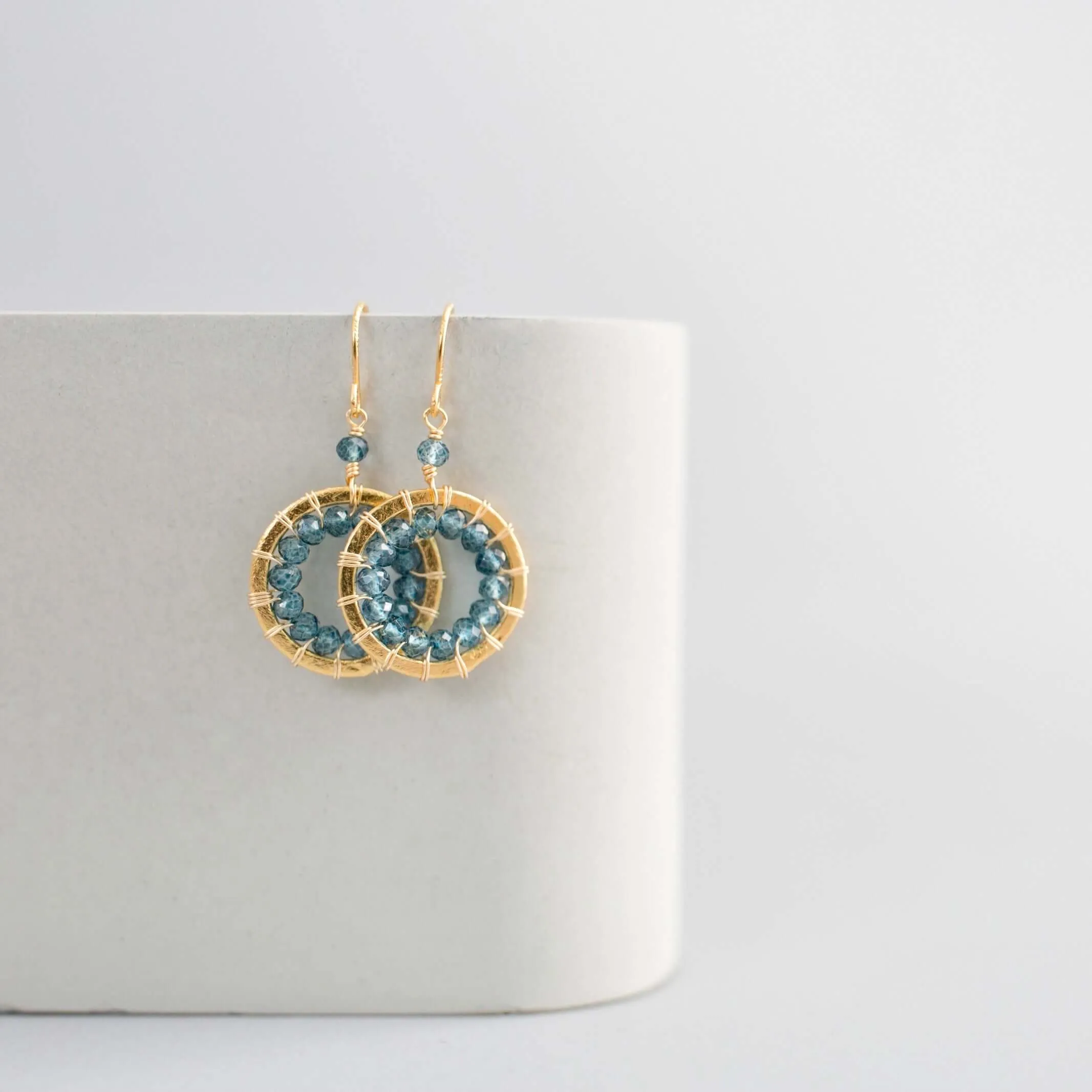 London Blue Quartz Halo Jewelry Set