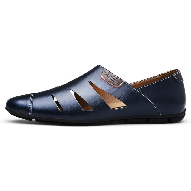 Men's Pointed Toe Hollow Out Pattern Loafers Style Breathable Shoes