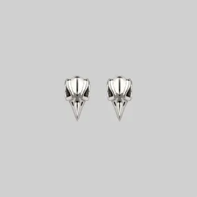 MERLA. Raven Skull Earrings - Silver