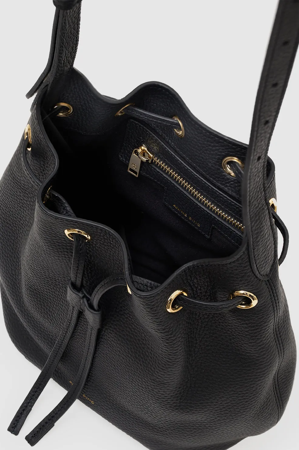 Mini Alana Bucket Bag - Black Pebbled