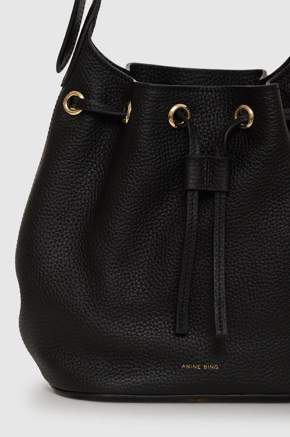 Mini Alana Bucket Bag - Black Pebbled