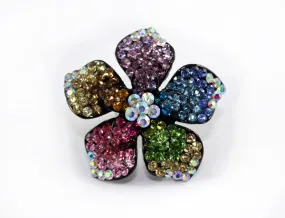 Multi Color Crystal  Mega Size Flower Ring