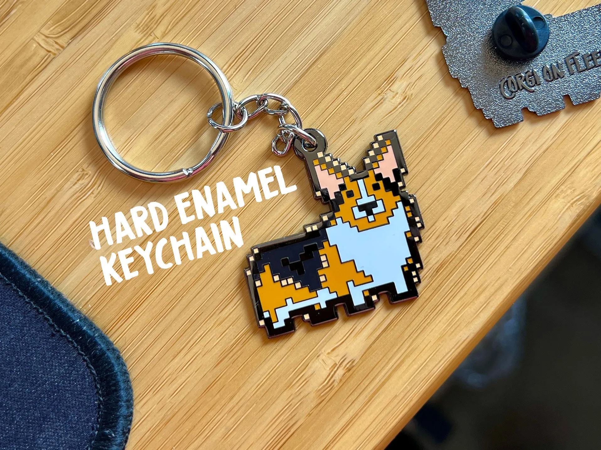 Non Fungible Corgi Hard Enamel Metal Keychain