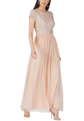 Nude Picasso Sequins Embellished Maxi Dress