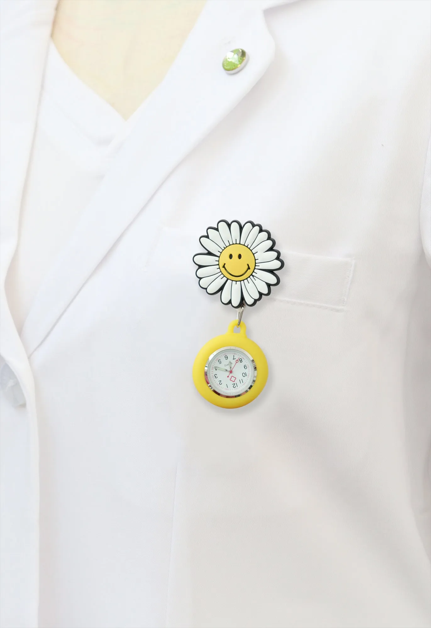 Nurse Pocket Silicon Fob Clip Watch - Sunflower