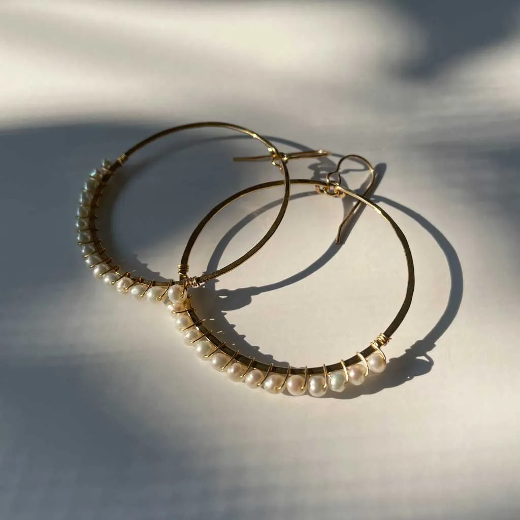 Pearl Arc Hoop Earrings