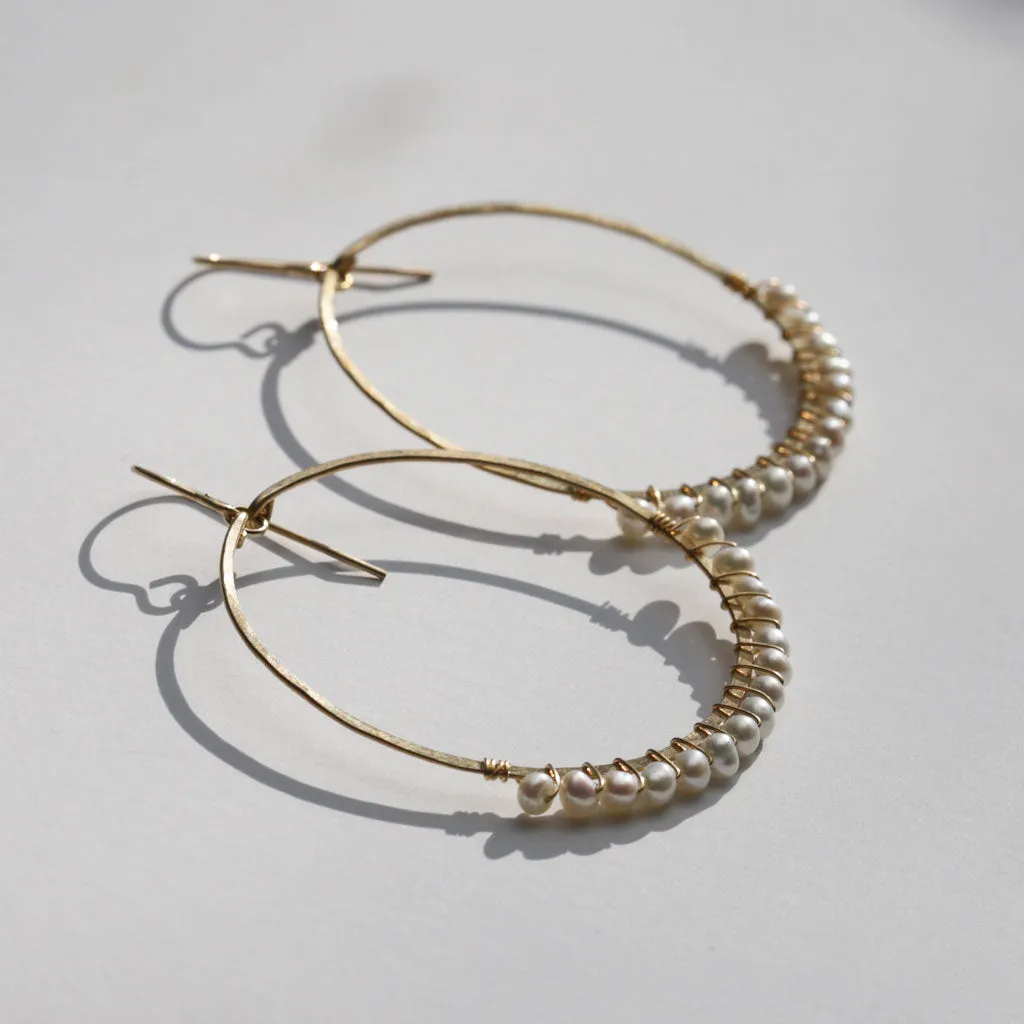 Pearl Arc Hoop Earrings