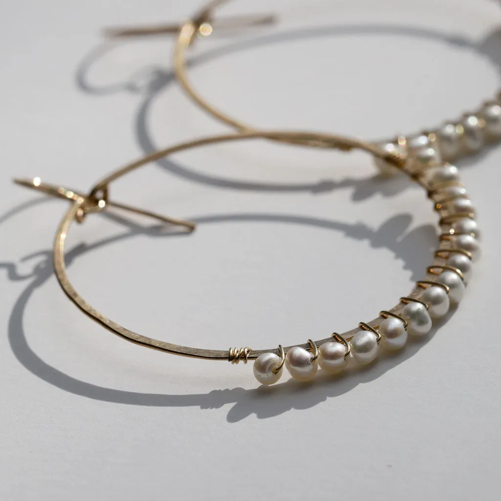 Pearl Arc Hoop Earrings