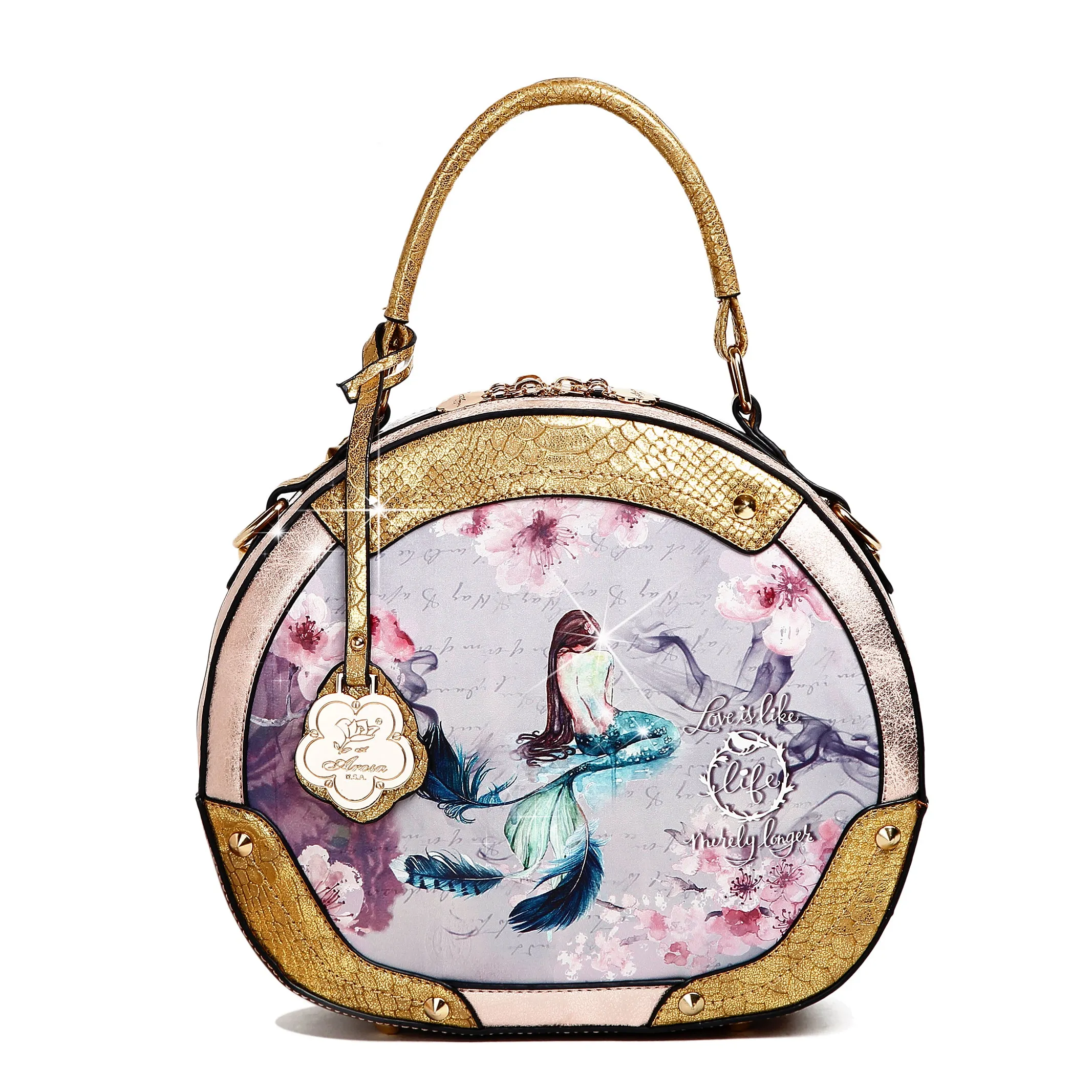 Princess Mera Vintage Sphere Double Zipper Opening Handbag