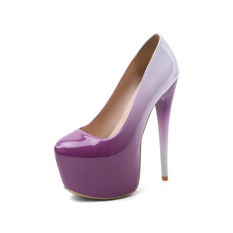 Purple Ombré Platform Heel Drag Queen Shoes with Removable Ankle Strap