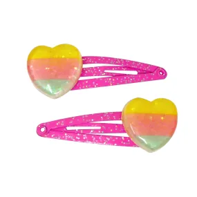 Rainbow Heart Hair Clips