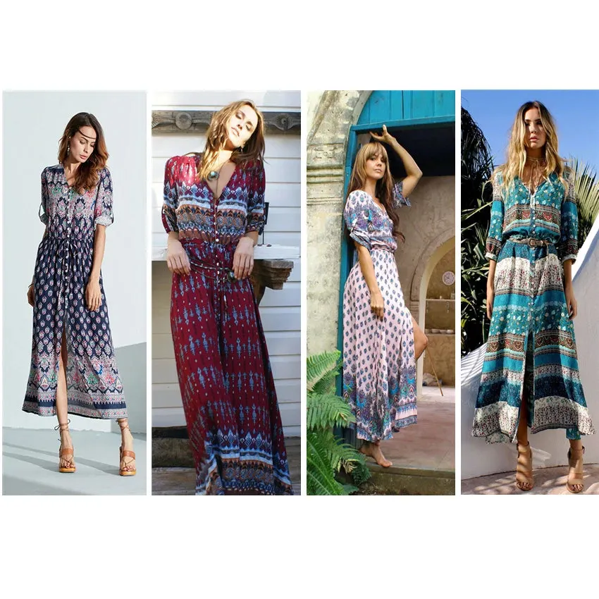 S-5XL Bohemia Maxi Print Dress