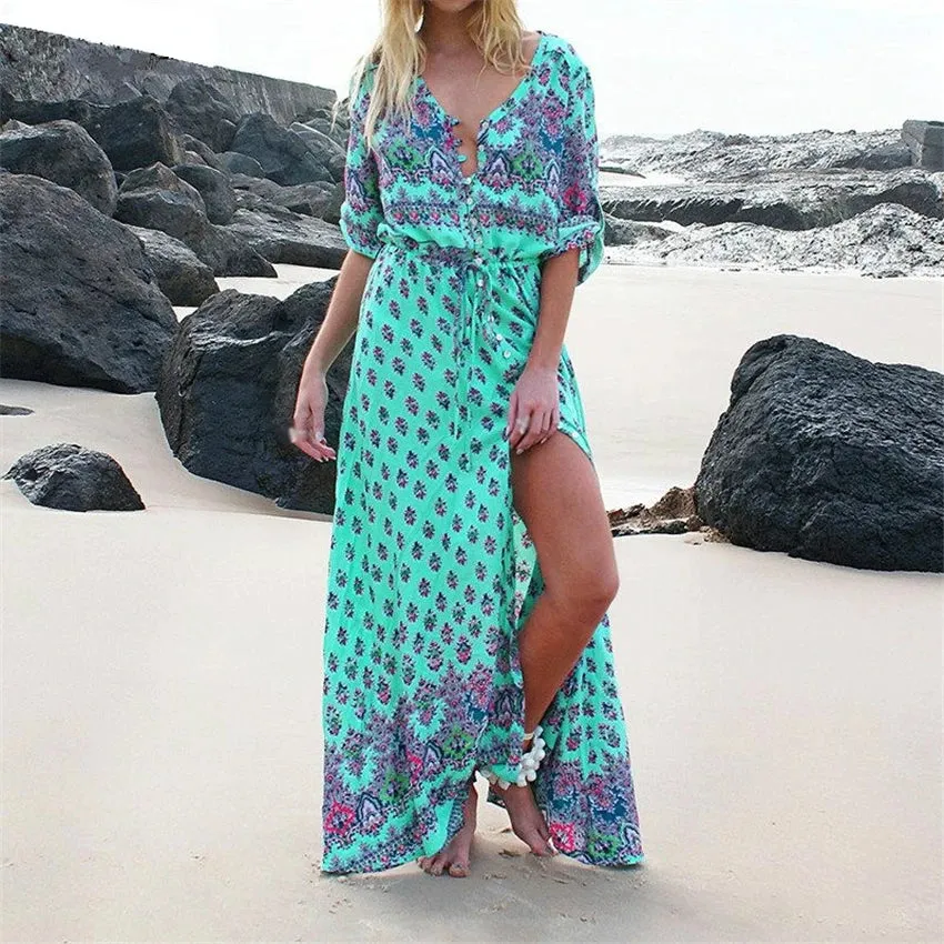 S-5XL Bohemia Maxi Print Dress