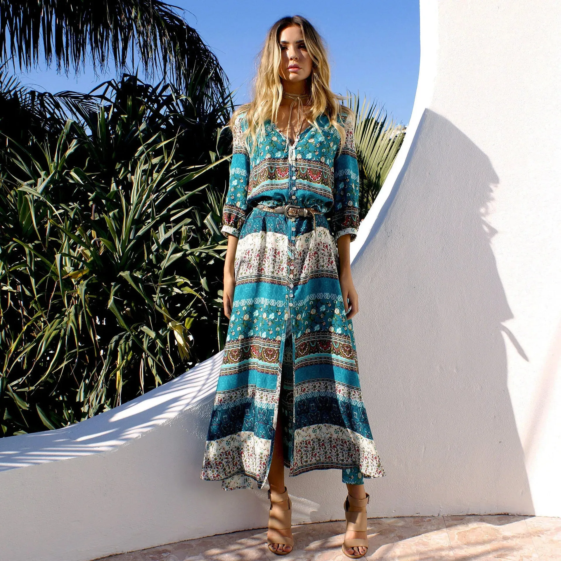 S-5XL Bohemia Maxi Print Dress