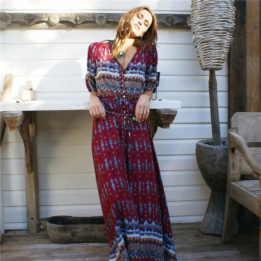 S-5XL Bohemia Maxi Print Dress