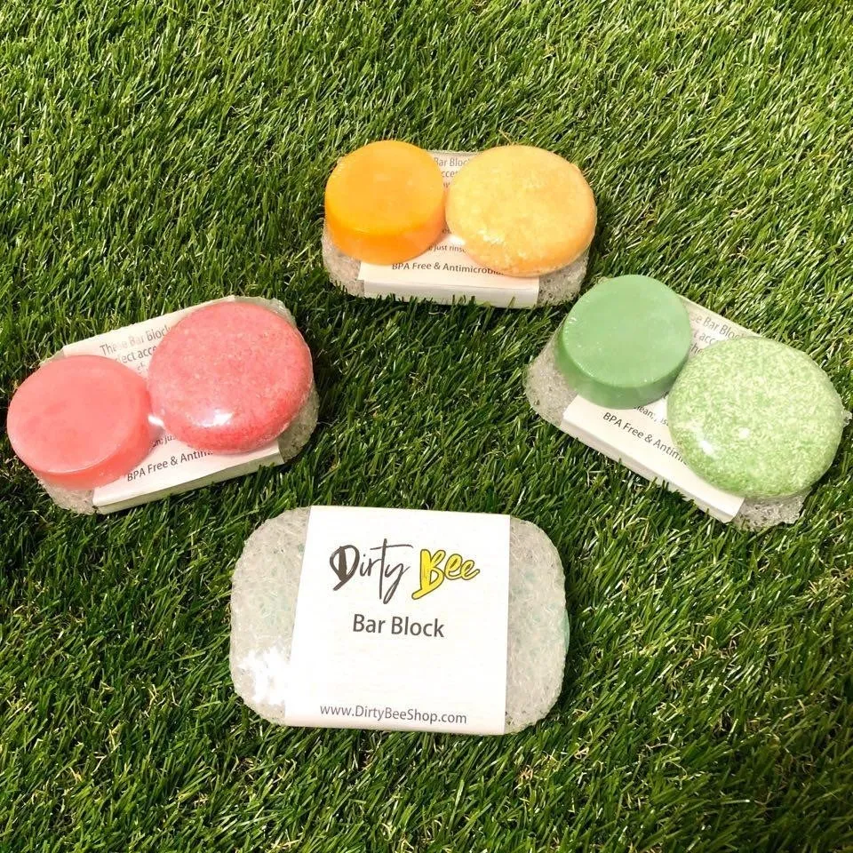 Shampoo & Conditioner Bar Set with Bar Block