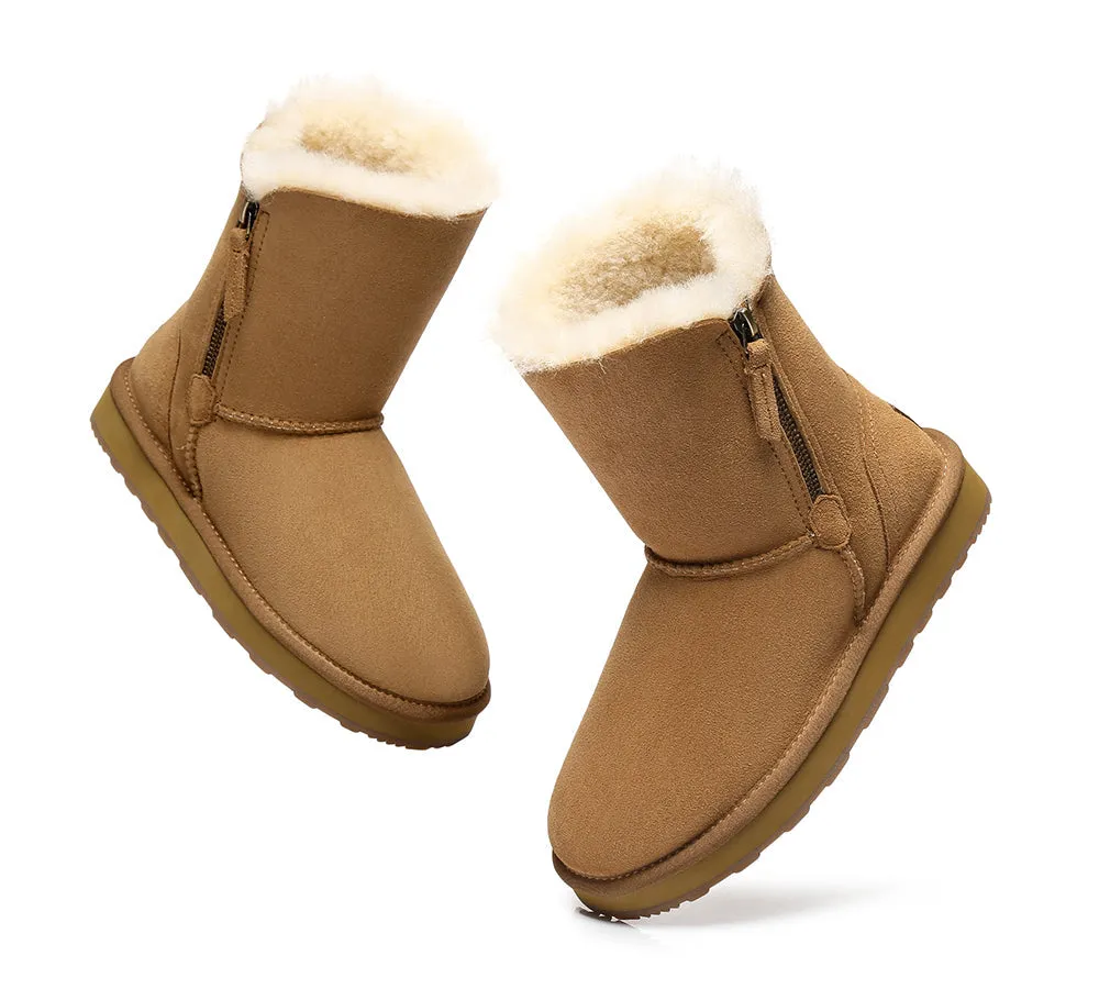 Sheepskin Zipper Short Women Boots Zipporah