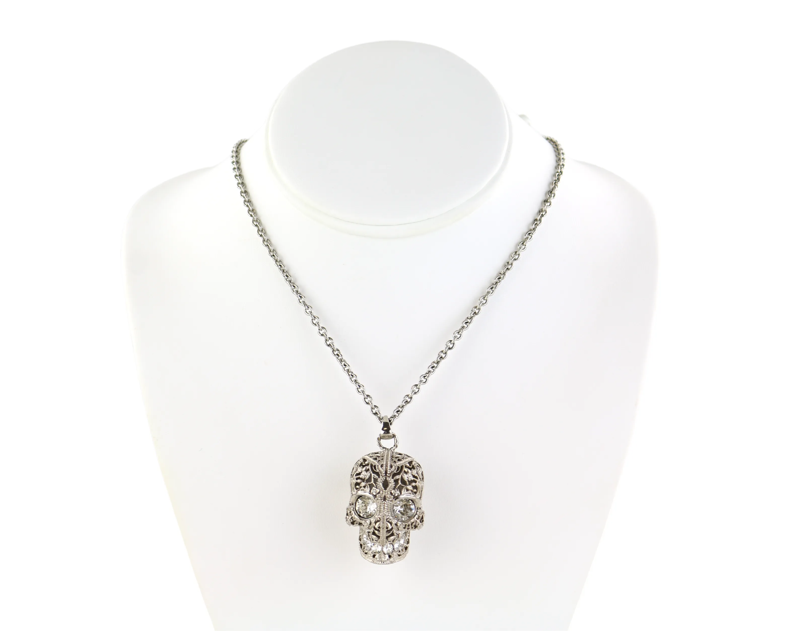 Silver/Crystal Skull Necklace