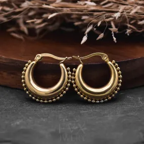 Small Golden Moon Tribal Hoops