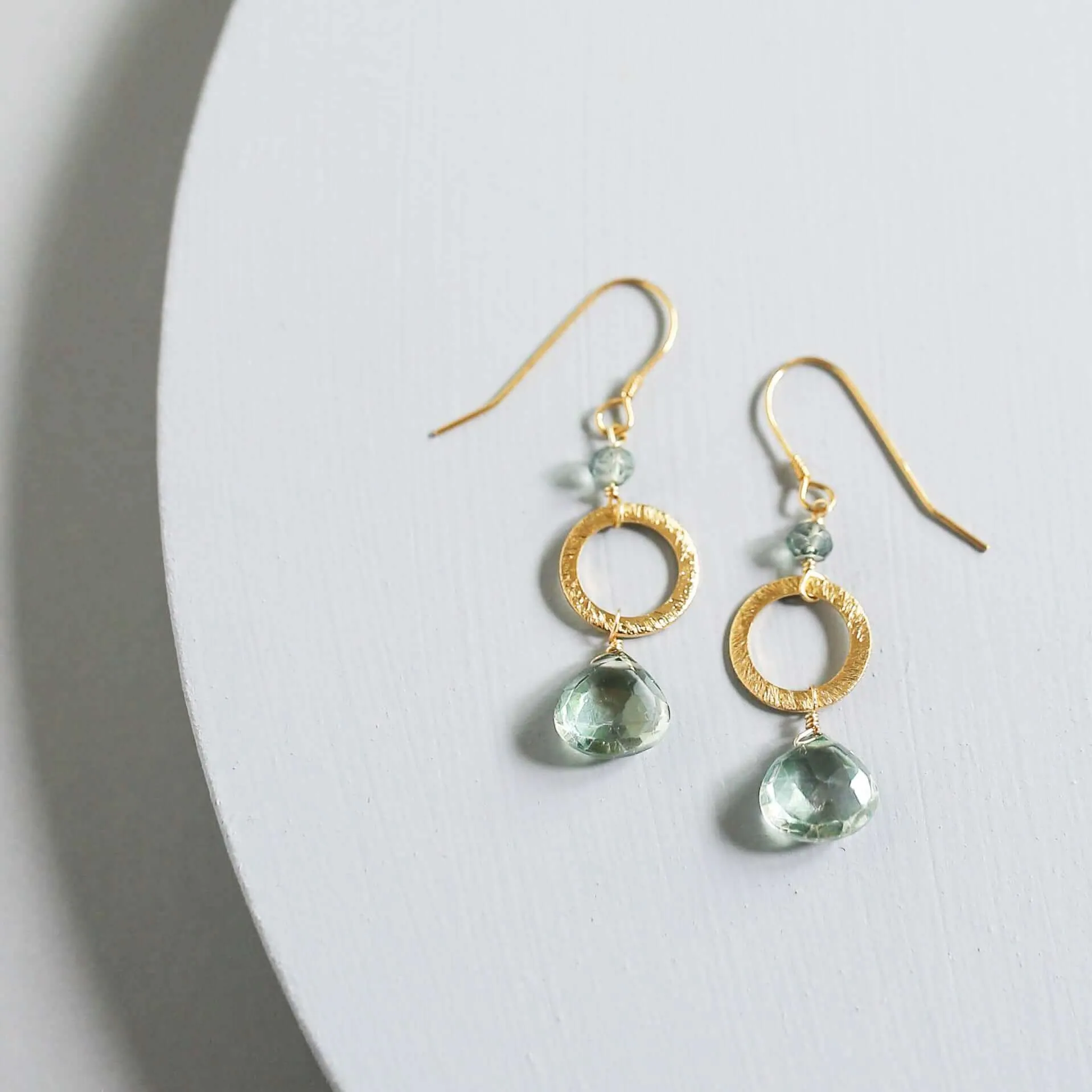 The Airie Earring - Green Amethyst Gold