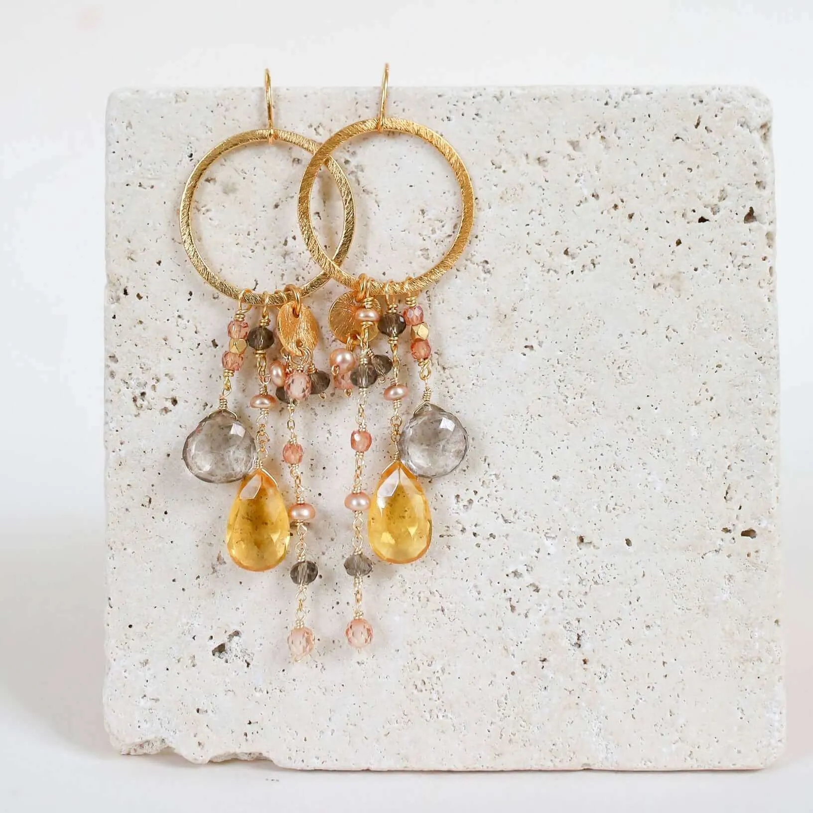 The Ammil Earring - Rose Pink Gemstones