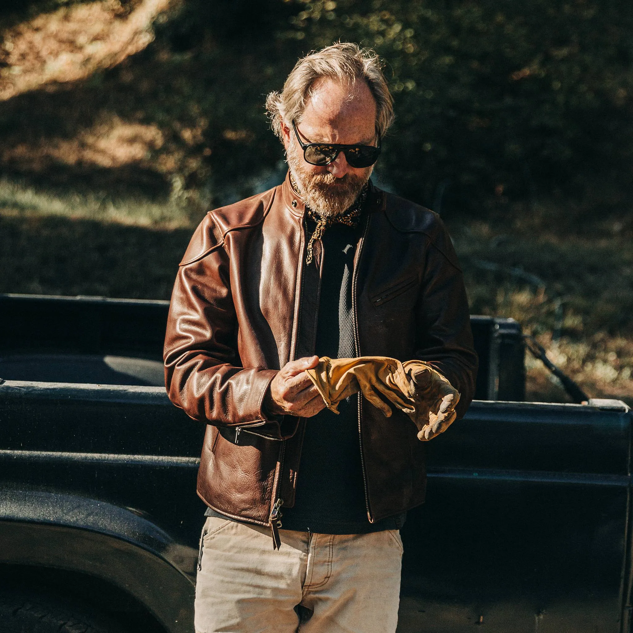 The Band Collar Moto Jacket in Espresso Steerhide