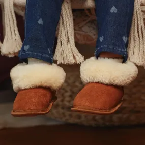 Unisex Camel Sheepskin Kids Slippers