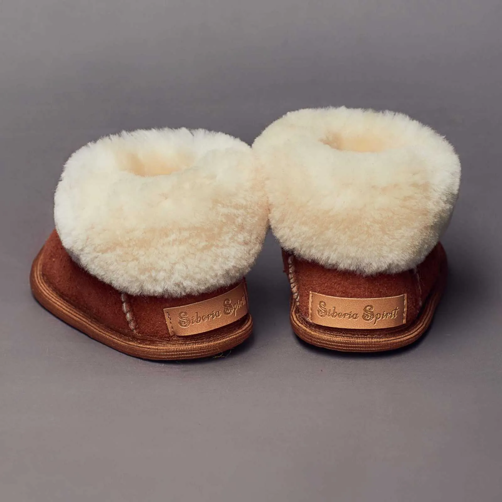 Unisex Camel Sheepskin Kids Slippers