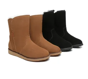 Women Fashion Boots Suede Sheepskin Wool Mid Calf Corina