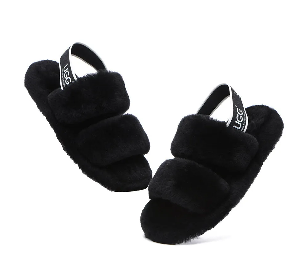 Women Fluffy Slides Sheepskin Wool Slingback Sandals Lonnie