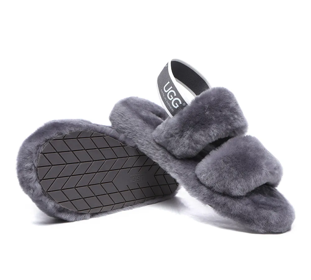 Women Fluffy Slides Sheepskin Wool Slingback Sandals Lonnie