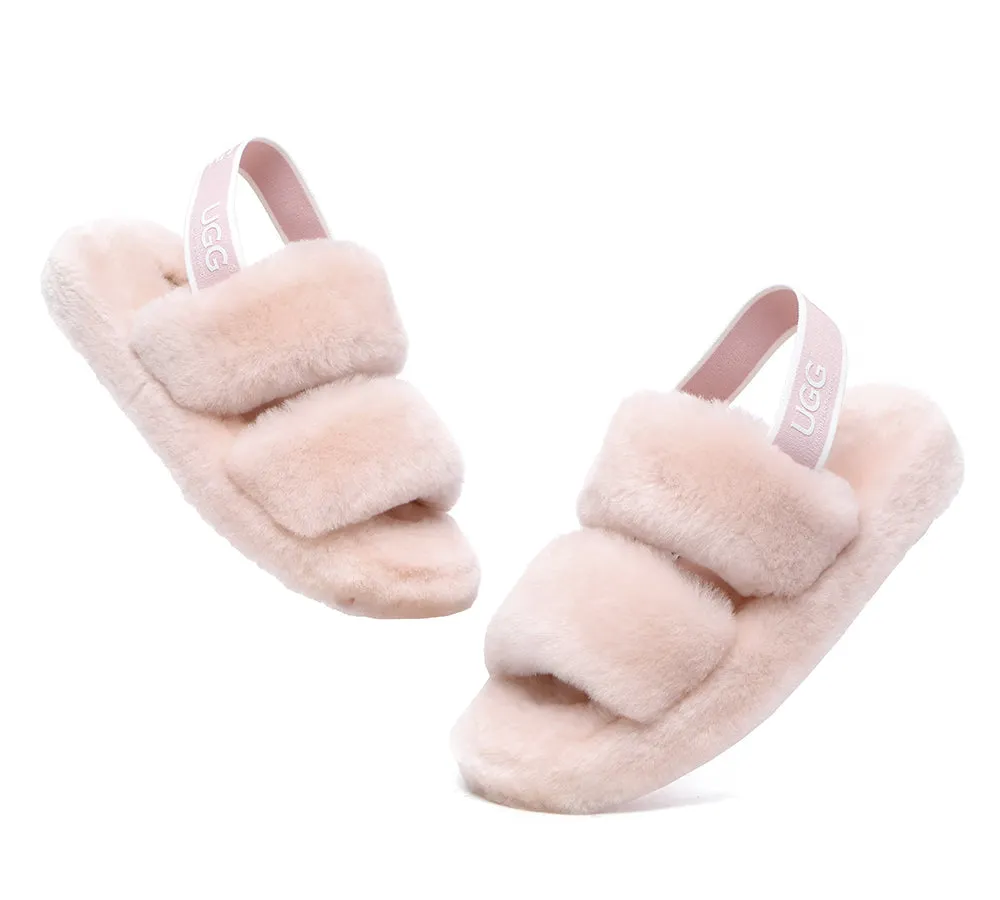 Women Fluffy Slides Sheepskin Wool Slingback Sandals Lonnie