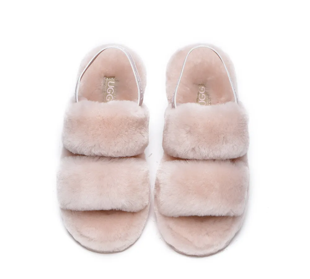 Women Fluffy Slides Sheepskin Wool Slingback Sandals Lonnie