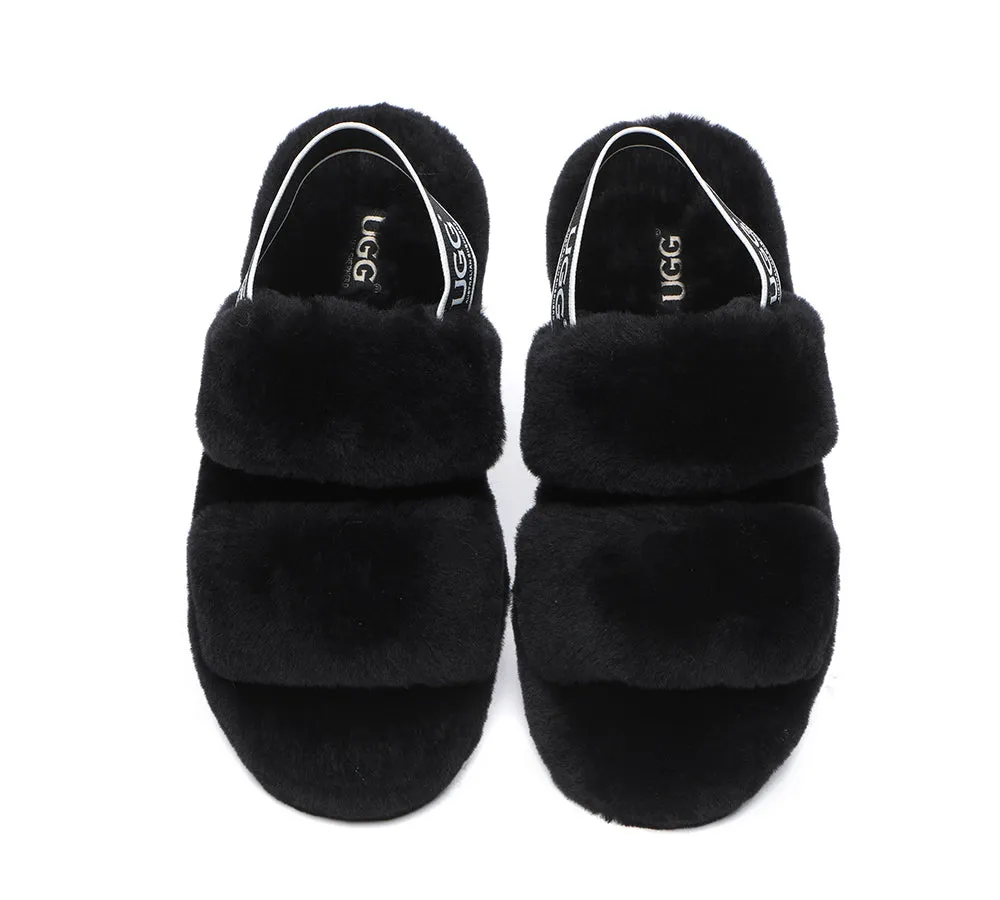 Women Fluffy Slides Sheepskin Wool Slingback Sandals Lonnie