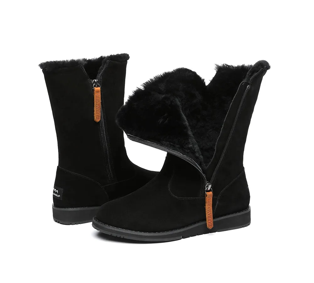 Women Mid Calf Boots Sheepskin Lining Suede Boots Colleen