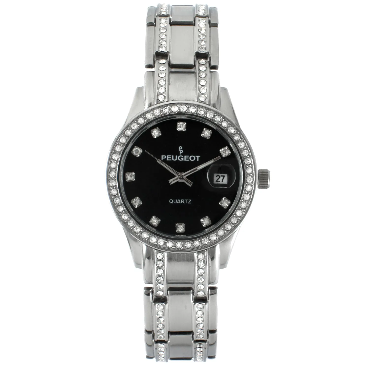 Womens Luxury Status Silver Swarovski Crystal Bracelet Watch